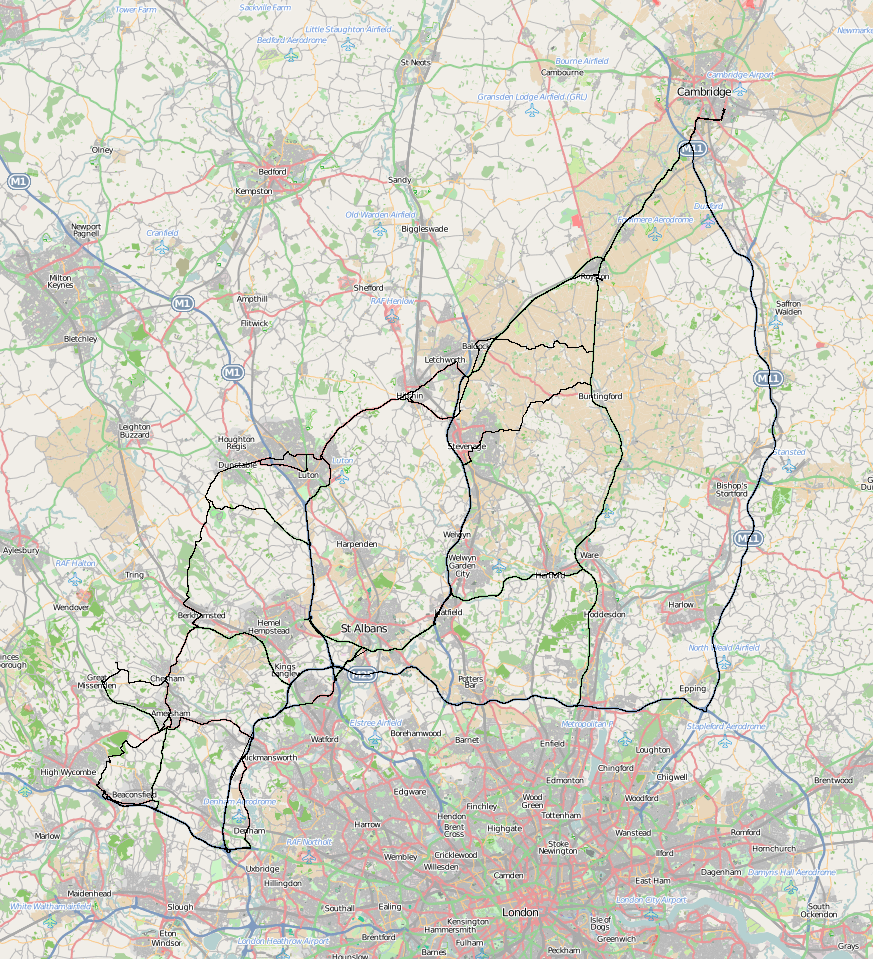 Routes from Cambridge